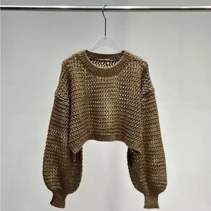Shimmering Crop Crochet Sweater